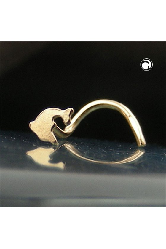 NOSE SCREW SMALL DOLPHIN 14K GOLD