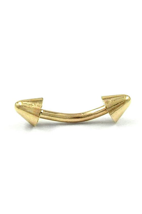 NAVEL-BELLY BAR 2 CONES 14K GOLD