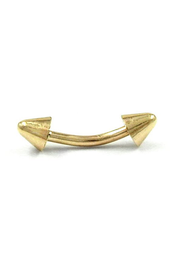 NAVEL-BELLY BAR 2 CONES 14K GOLD
