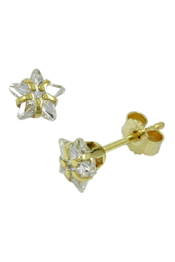 EARSTUDS WHITE ZIRCONIA STAR 9KT GOLD