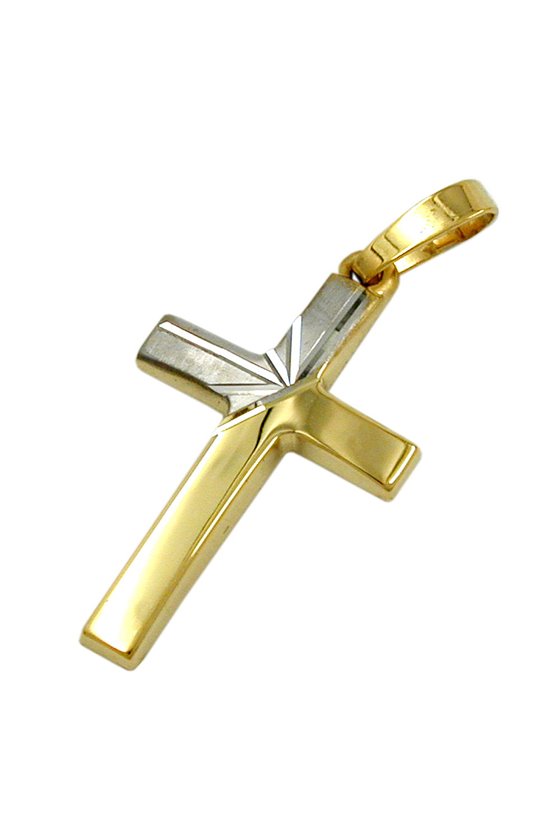 PENDANT CROSS TWO TONE 14K GOLD