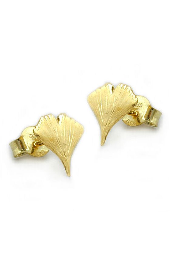 EARRINGS GINKGO LEAF 14K GOLD