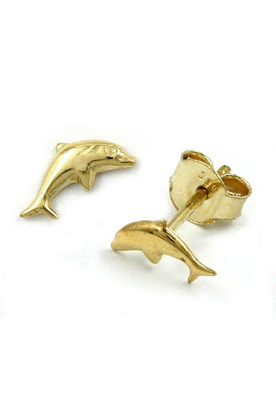 EARRINGS DOLPHIN SHINY 8K GOLD