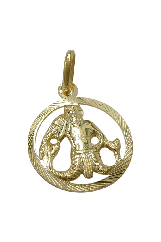 PENDANT ZODIAC SIGN AQUARIUS 9K GOLD