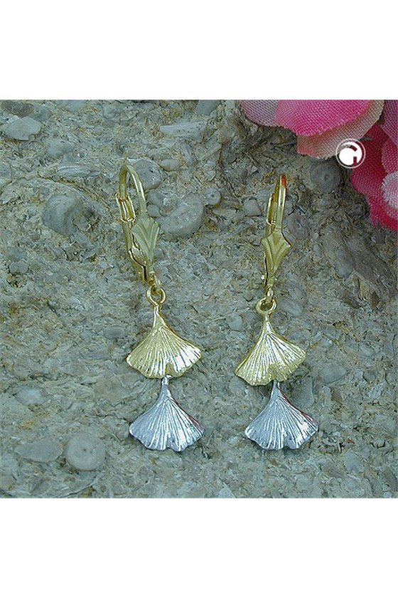 LEVERBACK EARRINGS GINKGO LEAF 9K GOLD