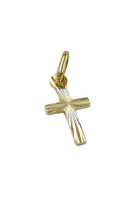 PENDANT CROSS DIAMOND CUT 14K GOLD