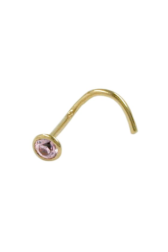NOSE STUD CUBIC ZIRCONIA PINK 18K GOLD