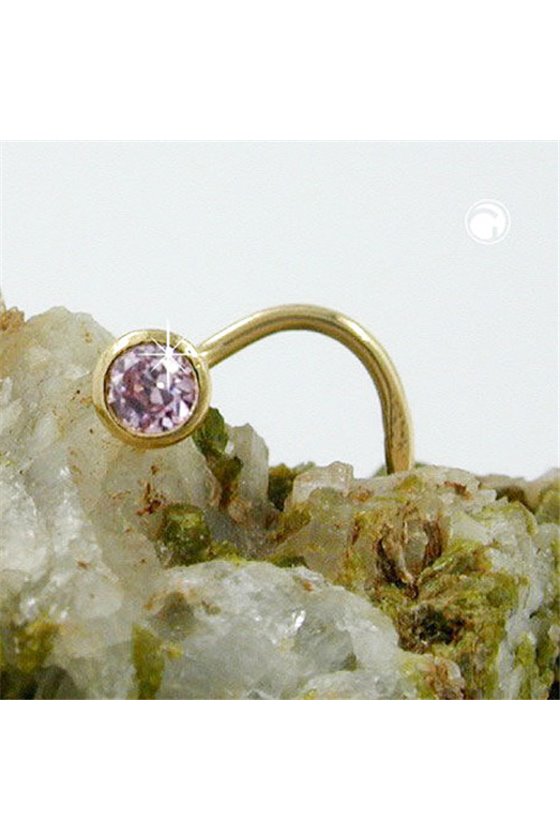 NOSE STUD CUBIC ZIRCONIA PINK 18K GOLD
