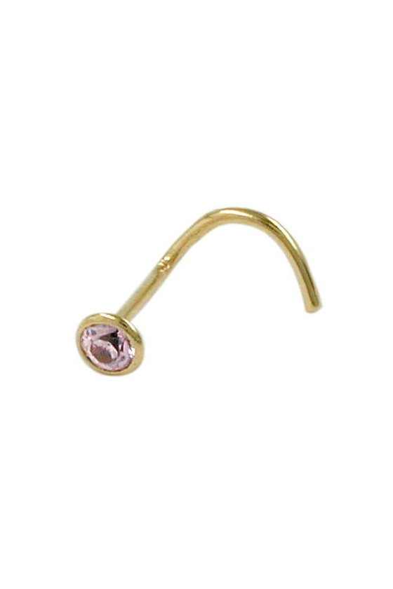 NOSE STUD CUBIC ZIRCONIA PINK 18K GOLD