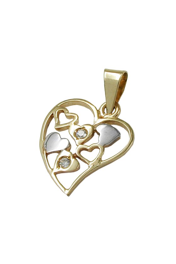 PENDANT HEART TWO TONE 9K GOLD