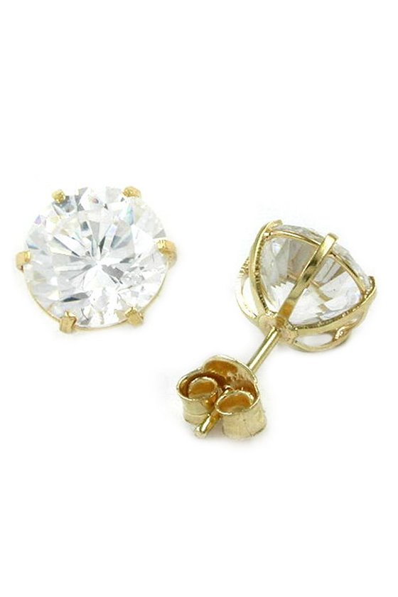 STUD EARRINGS LARGE WHITE ZIRCONIA 9K GOLD