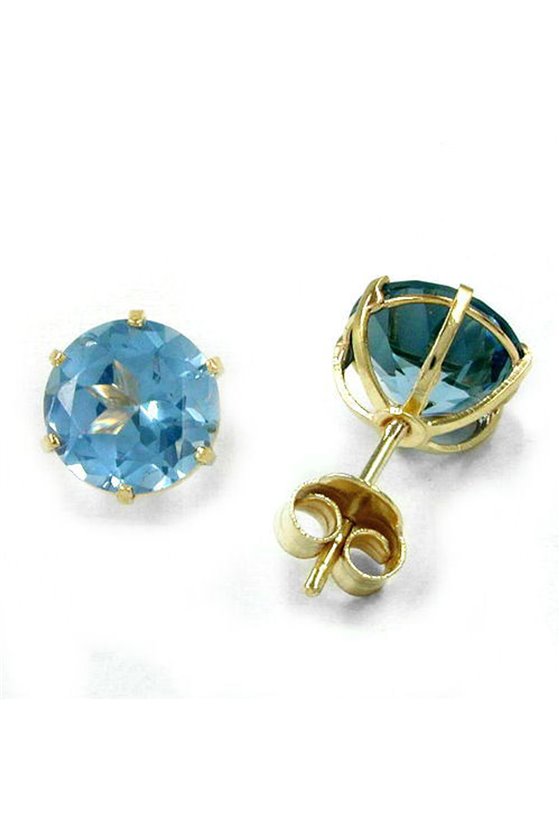 EARRINGS ROUND AQUAMARINE 8K GOLD