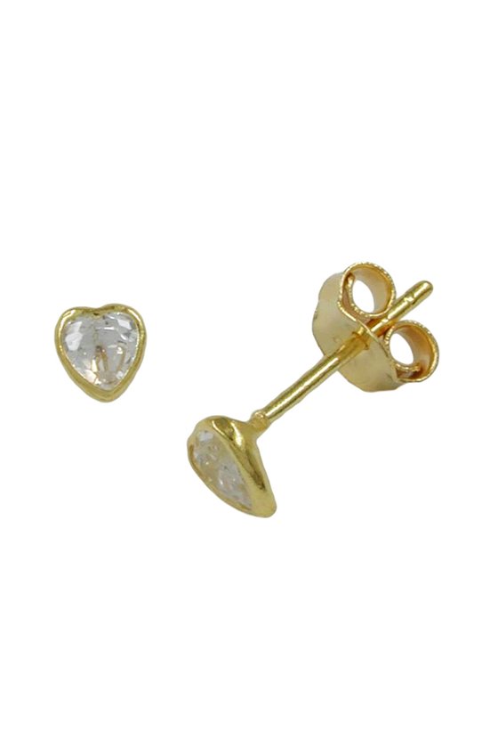 EARRINGS WHITE ZIRCONIA HEART 9K GOLD