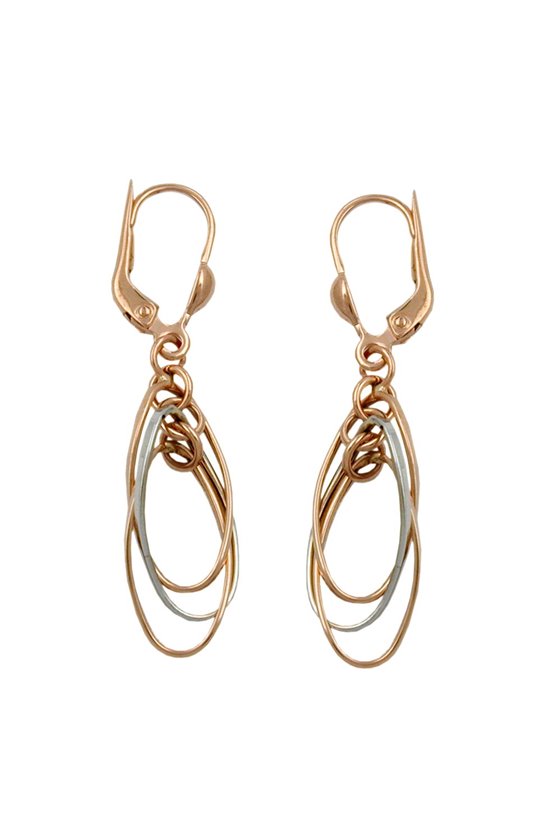 EARRINGS 3 HANGING OVALS 9 K REDGOLD