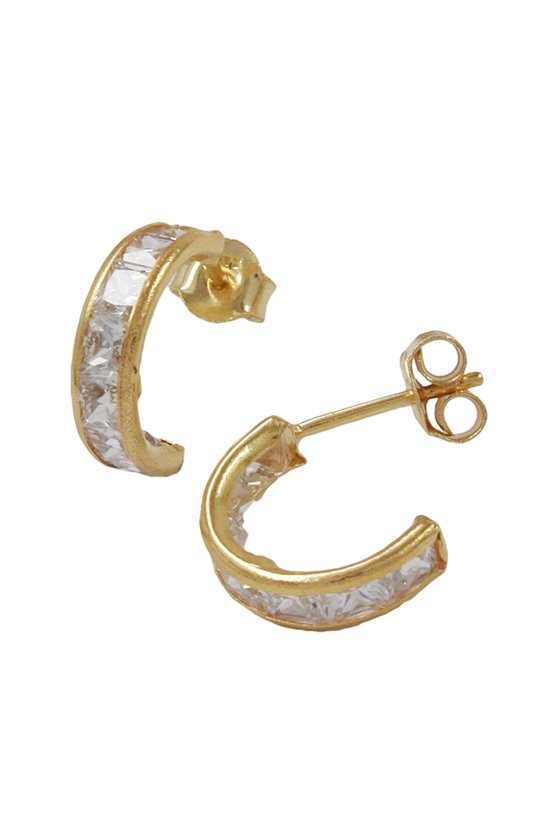 EARRING SEMICIRCLE ZIRCONIA 9K GOLD