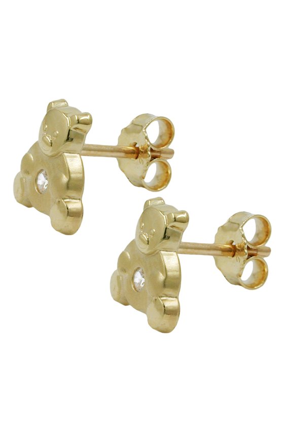 EARRINGS BEAR ZIRCONIA 9K GOLD