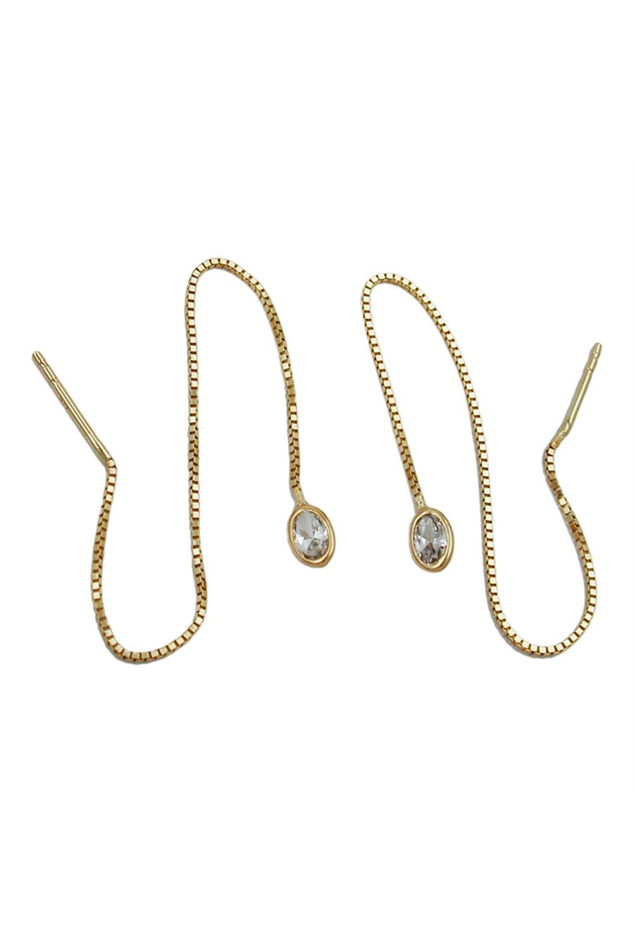 EARRINGS BOX CHAIN ZIRCONIA 9K GOLD