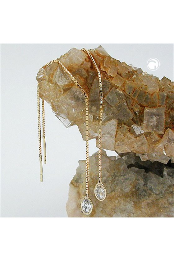 EARRINGS BOX CHAIN ZIRCONIA 9K GOLD