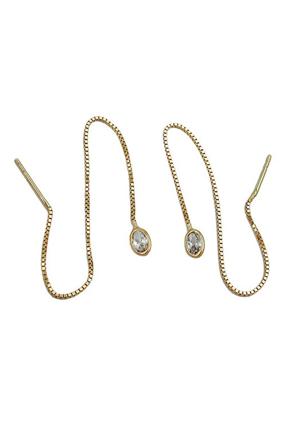 EARRINGS BOX CHAIN ZIRCONIA 9K GOLD