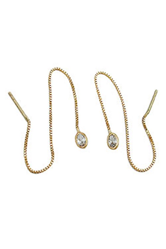 EARRINGS BOX CHAIN ZIRCONIA 9K GOLD