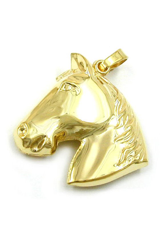 PENDANT BIG HORSE HEAD 9K GOLD