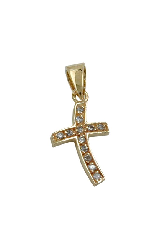 PENDANT CROSS WITH 12 ZIRCONIAS 9K GOLD