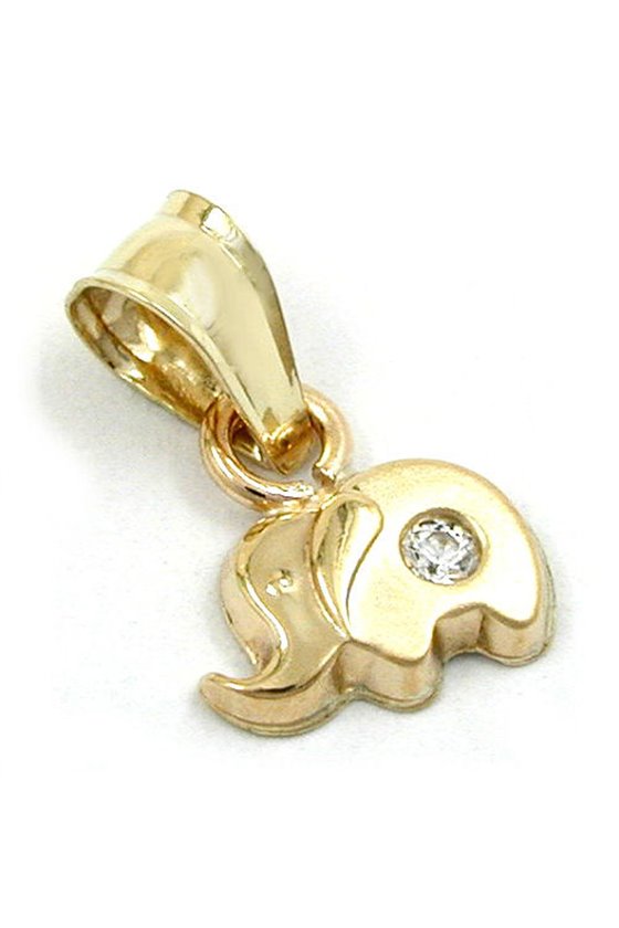 PENDANT SMALL ELEPHANT CUBIC ZIRCONIA 9K GOLD