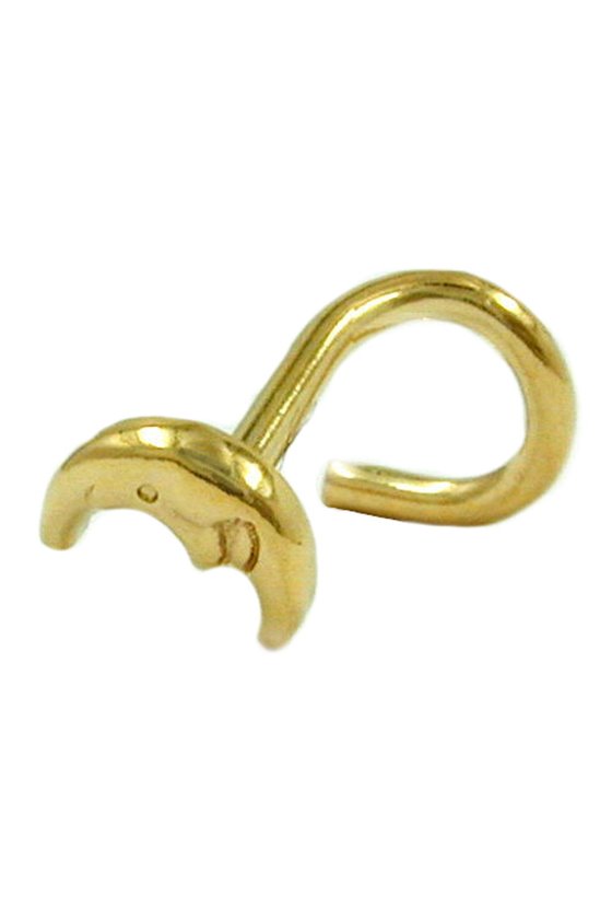 NOSE SCREW LUNE WITH FACE 18KT GOLD