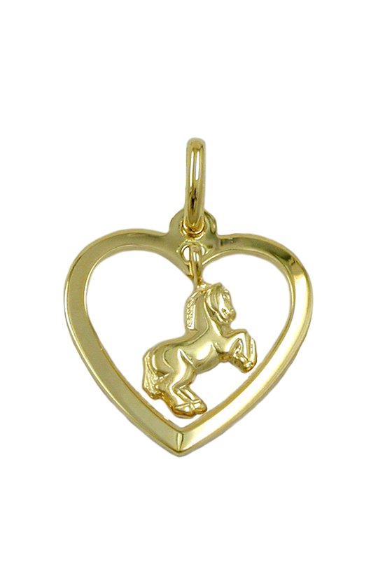 PENDANT HEART WITH HORSE 9K GOLD