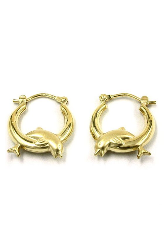 HOOP EARRINGS WITH DOLPHINS 9K GOLD