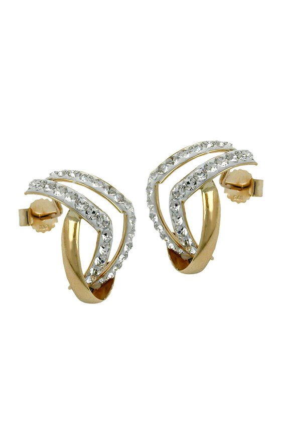 STECKER 15X8MM HALBCREOLE MIT ZIRKONIAS 9KT GOLD