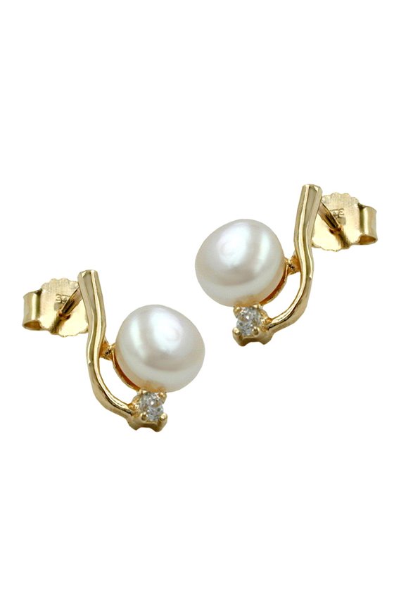 EARRINGS PEARL WITH ZIRCONIA 9K GOLD