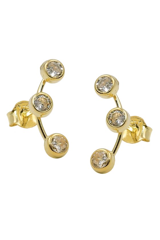 EARRINGS 3 ZIRCONIAS 8K GOLD