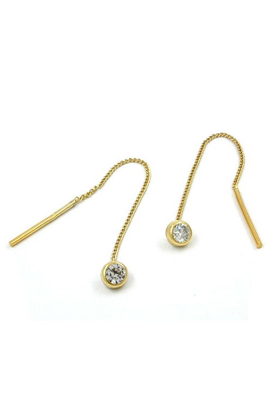 EARRINGS CHAIN ZIRCONIA 9K GOLD