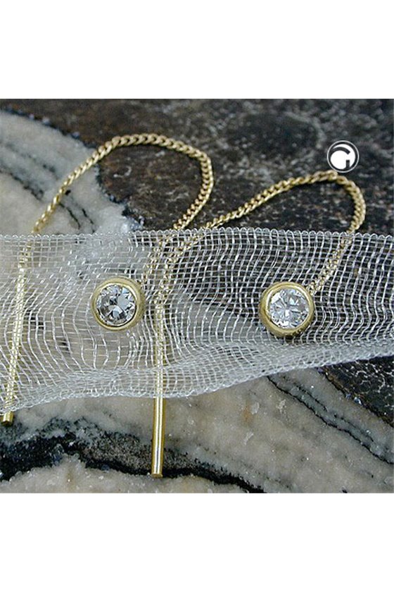 EARRINGS CHAIN ZIRCONIA 9K GOLD