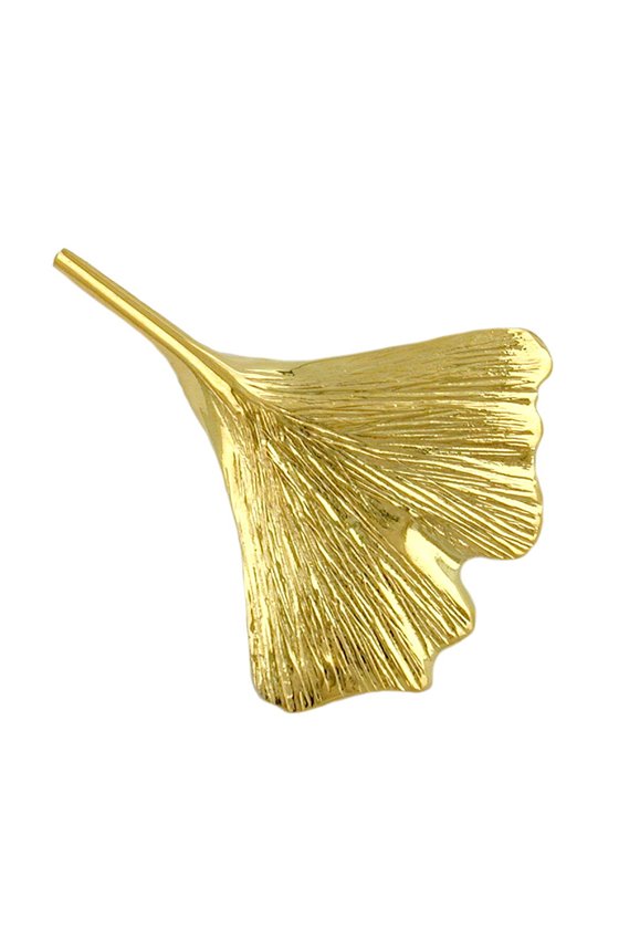 BROOCH GINKGO LEAF 30MM 9K GOLD