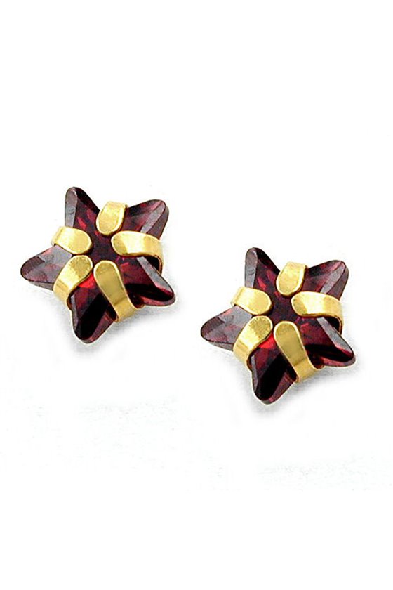 EARRINGS GRANAT STAR 9K GOLD