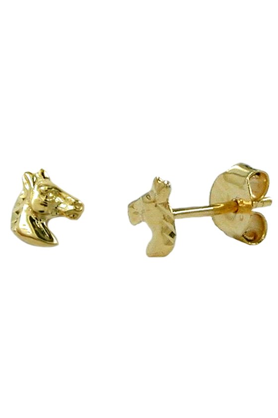 EARRINGS HORSE HEAD 8K GOLD