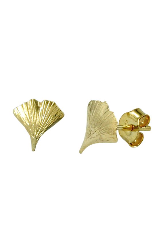 EARRINGS GINKGO LEAF 8K GOLD