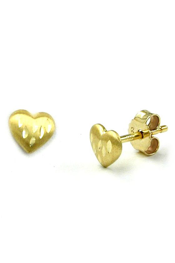 EARRINGS HEARTS DIAMOND CUT 14K GOLD