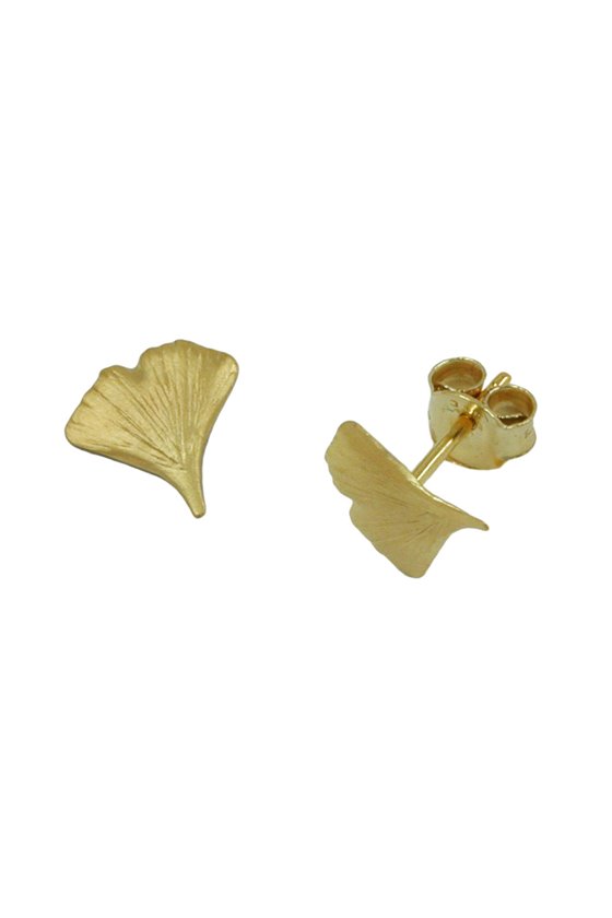 EARRINGS GINKGO LEAF MATT 9K GOLD