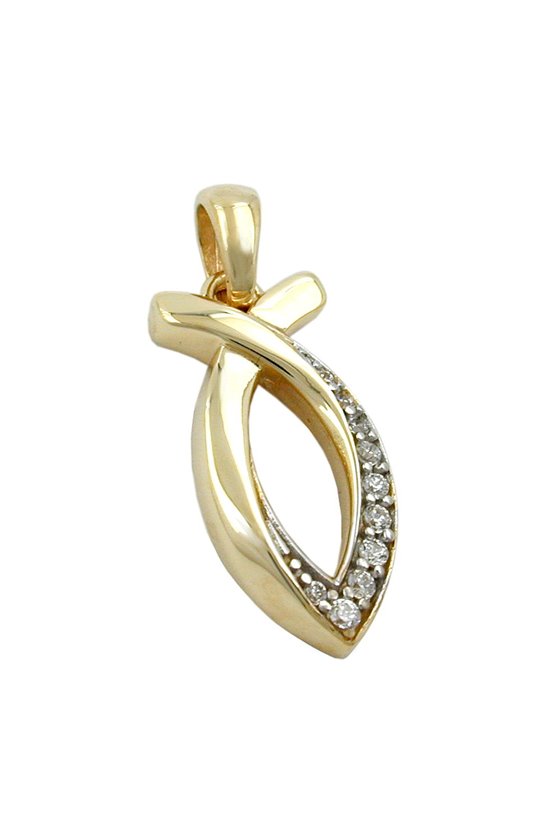 PENDANT JESUS-SIGN ZIRCONIA GOLD 9KT