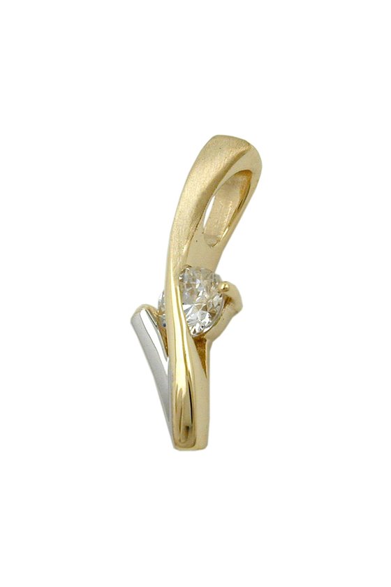 PENDANT TWO TONE ZIRCONIA 9K GOLD