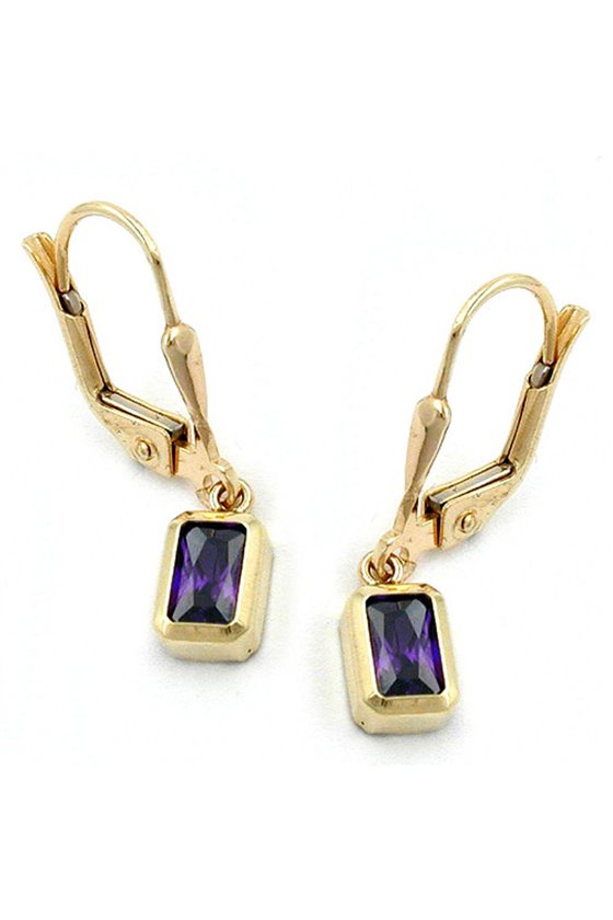 EARRINGS LEVERBACK AMETHYST 9K GOLD