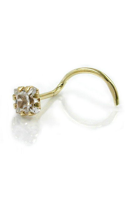 NOSE SCREW CUBIC ZIRCONIA 3MM 14K GOLD
