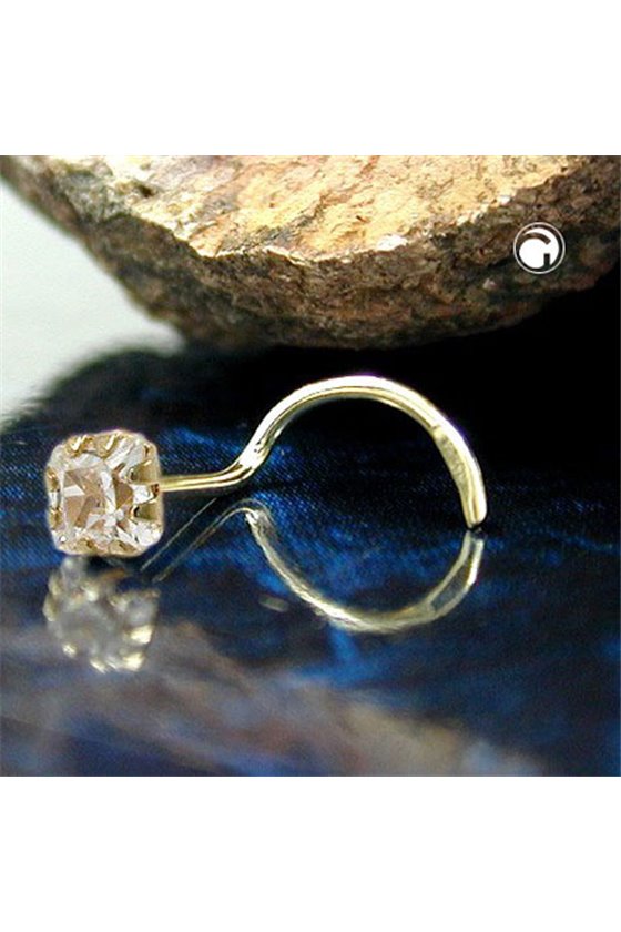 NOSE SCREW CUBIC ZIRCONIA 3MM 14K GOLD