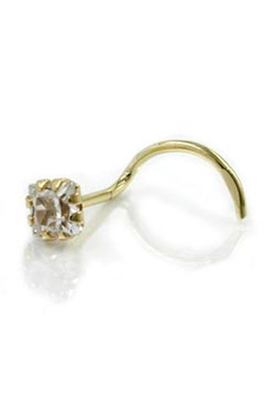 NOSE SCREW CUBIC ZIRCONIA 3MM 14K GOLD
