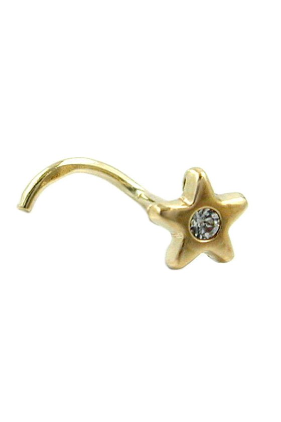 NOSE SCREW STAR WITH ZIRCONIA 14K GOLD