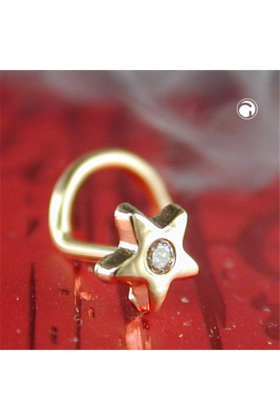 NOSE SCREW STAR WITH ZIRCONIA 14K GOLD