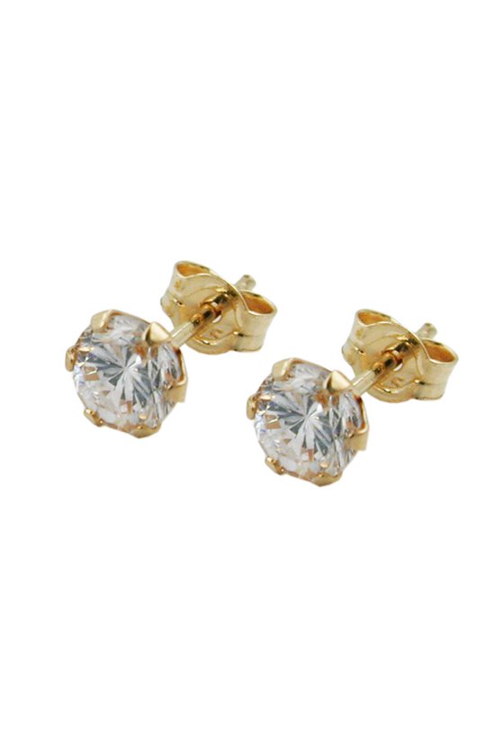 STUD EARRINGS CUBIC ZIRCONIA WHITE 4MM 9K GOLD